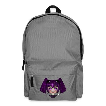 Chibi Vampir mit lila Zöpfen - Rucksack - Mittelgrau - Vorne