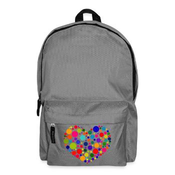 Fleckiges Herz T-Shirt | Helle, bunte Punkte, die ich liebe - Rucksack - Mittelgrau - Vorne