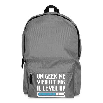 A geek doesn't get old, he level up Retro Gaming - Backpack - elephant grey - Front