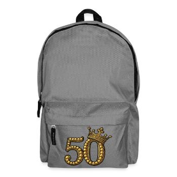 Golden 50 with Crown – Noble Birthday Motif - Backpack - elephant grey - Front