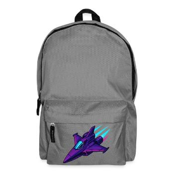 Neon-Kampfjet im Cyberstil - Rucksack - Mittelgrau - Vorne