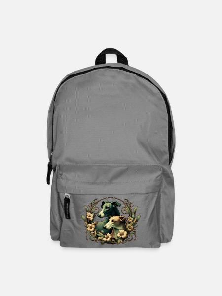 Hunde & Blumen Art Nouveau Grafik b - Rucksack - Mittelgrau