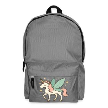 Cute Fairy Unicorn with Flowers and Sparkles - Backpack - elephant grey - Front