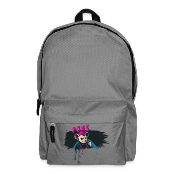 Punk Maus mit Irokesenschnitt und Lederjacke - Rucksack - Mittelgrau - Vorne