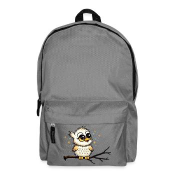Cute Owl on a Branch – Cute Owl Motif - Backpack - elephant grey - Front