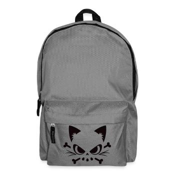 Katzen Totenkopf | Minimal Skull & Bones Motiv - Rucksack - Mittelgrau - Vorne
