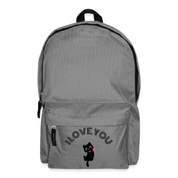 Süße schwarze Katze Ich liebe dich Retro Rosa Schleife Valentin - Rucksack - Mittelgrau - Vorne