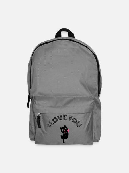 Adorable Chat Noir Rétracte Nœud Rose Rose Valentine - Sac à dos - gris éléphant