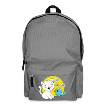 The white kitten and the blue birdie - Backpack - elephant grey - Front