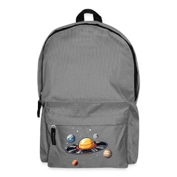 Schallplatten Planet im Weltraum - Rucksack - Mittelgrau - Vorne