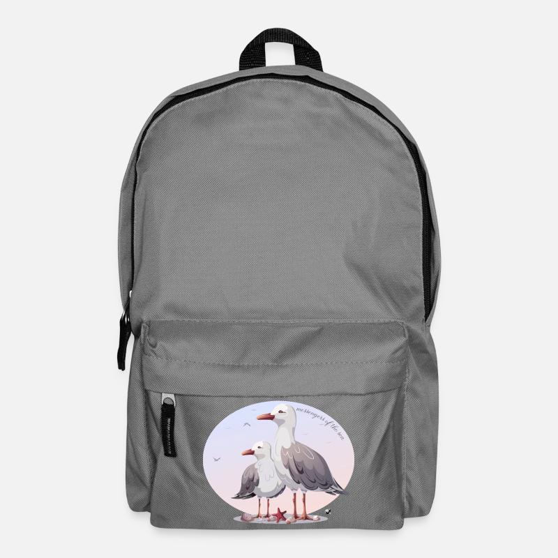 Seagulls and starfish illustration with inscription - Backpack - elephant grey