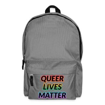 Queer Lives Matter Rainbow Typography - Backpack - elephant grey - Front