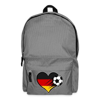 Deutschland Flagge Fußball mit Herz - Rucksack - Mittelgrau - Vorne