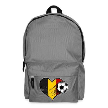 Belgien Flagge Fußball mit Herz used - Rucksack - Mittelgrau - Vorne