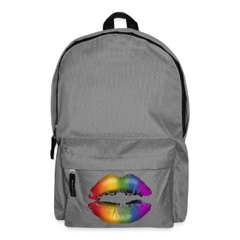 Lèvres embrassables avec du rouge à lèvres LGBTQ Rainbow - Sac à dos - gris éléphant - Devant