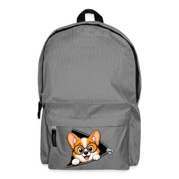 Corgi Hund Reißverschluss - Rucksack - Mittelgrau - Vorne