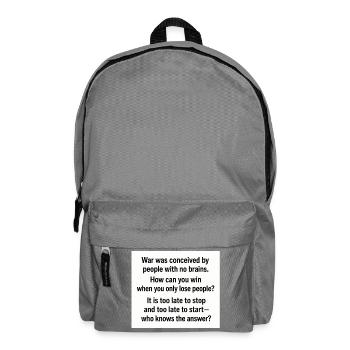 Kriegstypografie-Zitatplakat - Rucksack - Mittelgrau - Vorne