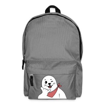 Phoque clignant de l’œil portant un bandana Signe shaka lancé - Sac à dos - gris éléphant - Devant