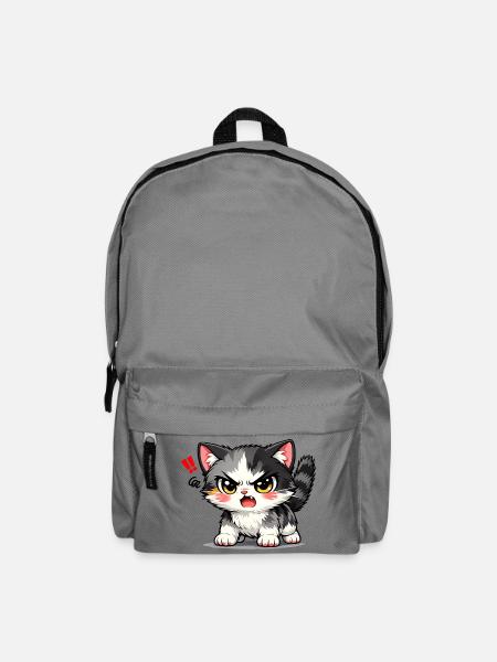 Wütendes Kawaii-Kätzchen - Rucksack - Mittelgrau