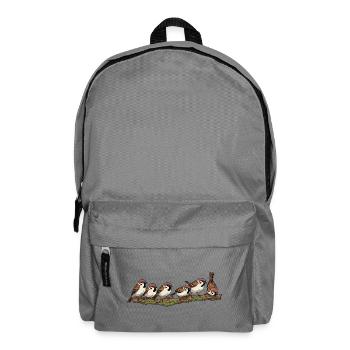 Sparrows on a branch nature illustration - Backpack - elephant grey - Front