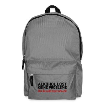 Alkohol löst keine Probleme Spruch T-Shirt - Rucksack - Mittelgrau - Vorne