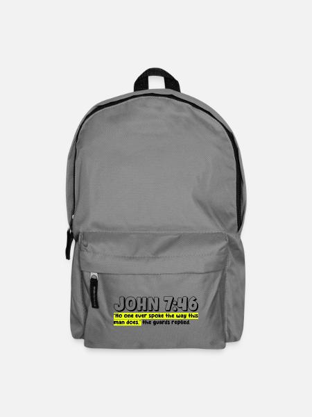 John 7:46 | Bible Quote - Backpack - elephant grey
