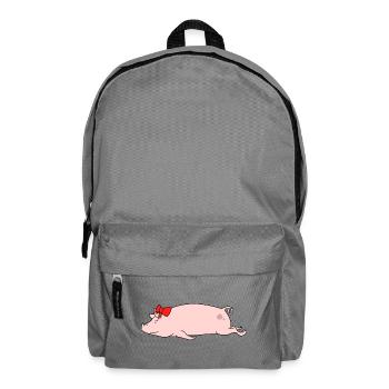 Funny Lazy Pig Sleeping Red Bow Farm Animal Humor - Backpack - elephant grey - Front