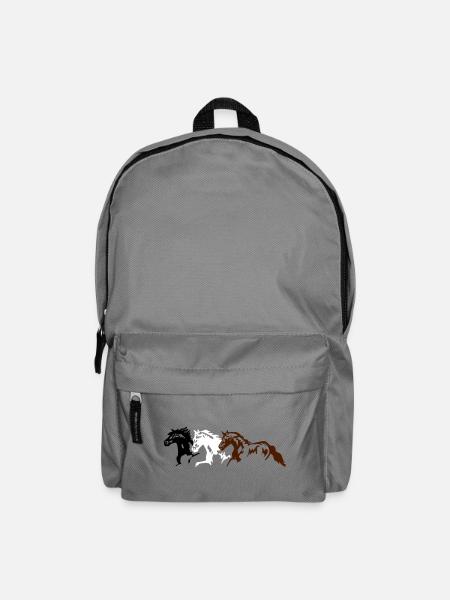 Horses, ponies, animals, stallion, - Backpack - elephant grey