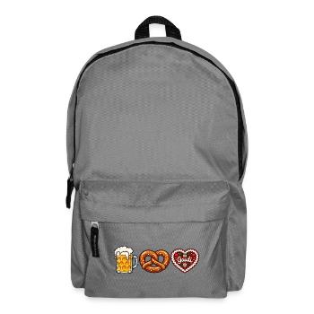Bier Brezel & Lebkuchenherz –  Volksfest Motiv - Rucksack - Mittelgrau - Vorne