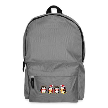 Lustige Pinguin-Weihnachten. Weihnachts-Pinguin - Rucksack - Mittelgrau - Vorne