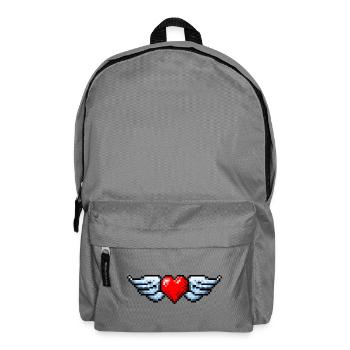 Retro Pixel Art Winged Heart - Backpack - elephant grey - Front
