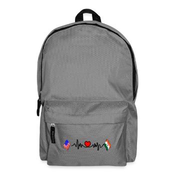 Cardio-Herz mit Flagge USA USA, Indien - Rucksack - Mittelgrau - Vorne
