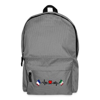 Cardio-Herz mit Flagge Frankreich und Flagge Mexiko - Rucksack - Mittelgrau - Vorne