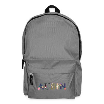 Nom AUBIN Décoré de Fleurs - Sac à dos - gris éléphant - Devant
