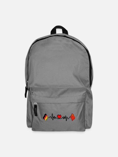 Cardioherz mit Flagge Deutschland und Flagge China - Rucksack - Mittelgrau