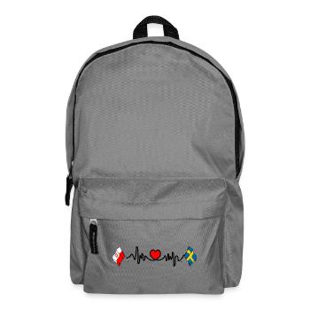 Cardio heart Flag Poland, flag Sweden - Backpack - elephant grey - Front