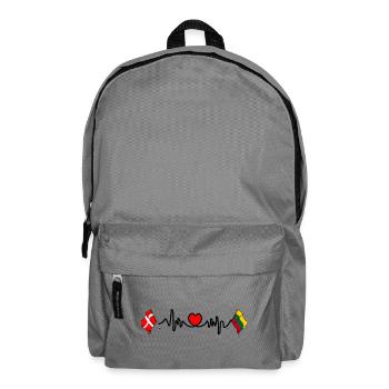 Cardio heart Flag Denmark, flag Lithuania - Backpack - elephant grey - Front