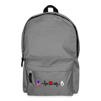 Cardio heart with USA flag and Massachusetts flag - Backpack - elephant grey - Front