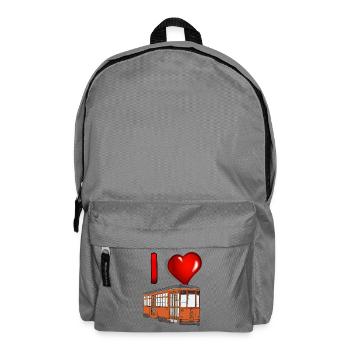 Ich liebe Straßenbahn – Vintage Orange Tram - Rucksack - Mittelgrau - Vorne