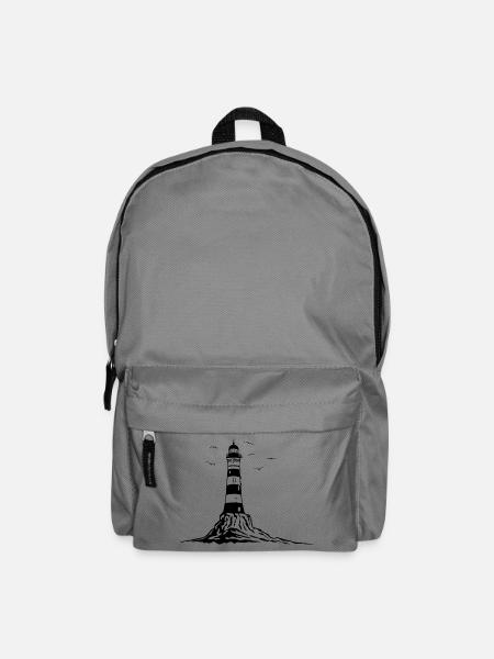 Leuchtturm, lighthouse, Schiff, Felsen Meer Urlaub - Rucksack - Mittelgrau