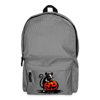 Ratte knabbert an Halloween Kürbis - Rucksack - Mittelgrau - Vorne