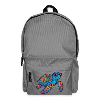 Tortue animal à fleurs colorées avec des lunettes de soleil - Sac à dos - gris éléphant - Devant