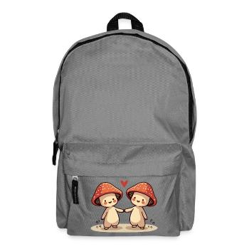 Mushroom couple with heart - Cute Mushrooms - Backpack - elephant grey - Front