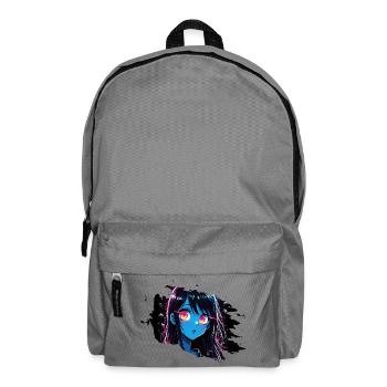 Neon Anime Girl with Glowing Eyes - Backpack - elephant grey - Front