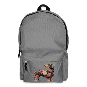 Dachshund Dachshund Floral Flowers - Backpack - elephant grey - Front