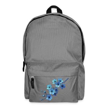 Geometric Blue Flower Branches - Backpack - elephant grey - Front