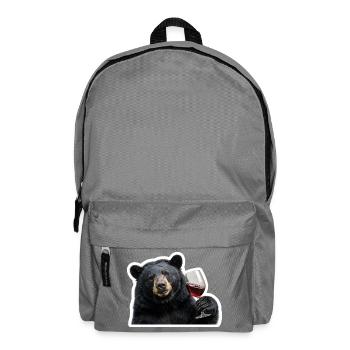Entspannter Schwarzbaer mit Glas Rotwein - Rucksack - Mittelgrau - Vorne