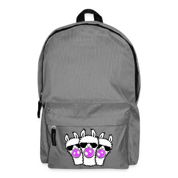 Three Llamas Bubblegum Sunglasses Squad Group Cute - Backpack - elephant grey - Front