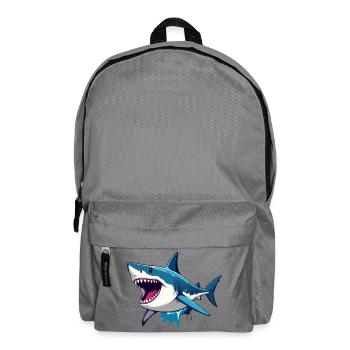 Fröhlicher weißer Hai Spritz Effekt Maritim Motiv - Rucksack - Mittelgrau - Vorne