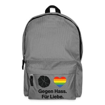 Liebe statt Hass Regenbogen Herz Spruch - Rucksack - Mittelgrau - Vorne